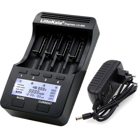LiitoKala Lii-500 Kit de chargeur de batterie Intelligent à 4 emplacements pour batterie Rechargeable Li-ion 3.7 V et écran LCD Ni-MH 1.2 V, type 2 (1/5)