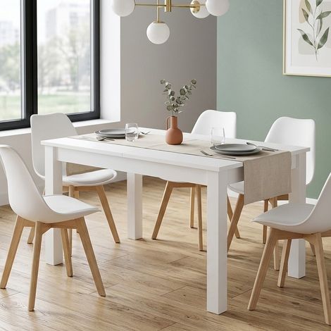 Table de salle à manger contemporaine extensible blanche ARZAL (1/5)