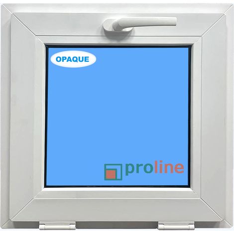 Eco-Blu – Fenêtre PVC 500 mm x 500 mm – À soufflet abattant – Verre dépoli – Pour espaces confinés (1/4)