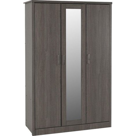 Lisbon 3 Door Wardrobe - L53.5 x W120 x H187 cm - Black Wood Grain (1/5)