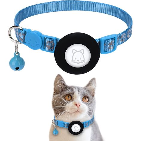Étui pour collier de repérage avec clochette, boucle de sécurité réfléchissante et réglable, compatible avec les petits animaux, bleu, 1 pièce (1/5)