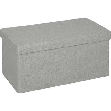 Aufbewahrungshocker, Polsterbank mit Stauraum und Deckel für Wohnzimmer, Schlafzimmer, Flur, Hellgrau