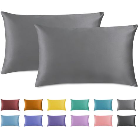 Lot de 2 Taie Oreiller, 40 70cm Taie d'oreiller Rectangulaire avec Fermeture Éclair, Microfibre Brossée Ultra Douce, Respirante, Infroissable, Résistante à la Décoloration et Aux Taches (Gris (1/5)