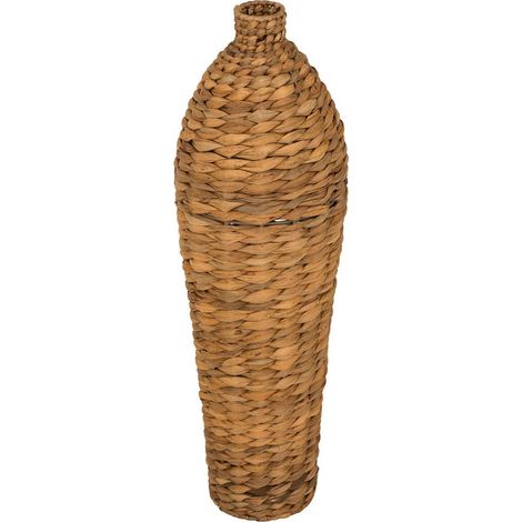 Vase en fibre végétale beige H58cm – Forme jarre élégante – Pour bouquets de fleurs fraîches ou séchées – Atmosphera