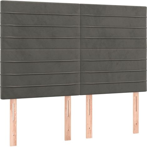 Testiera letto accessorio camera da letto mobili LED 144 x 5 x 118/128 cm tessuto in velluto grigio scuro TDL0201158