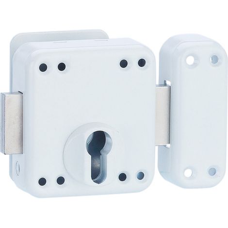 THIRARD - Boitier de verrou double entrée Rafale pour porte d'entrée à cylindre, acier, epoxy blanc - THIRARD