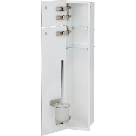 Niche pour WC à encastrer intérieur blanc sens porte niche: Charnières à droite - couleur porte niche: Blanche (1/4)