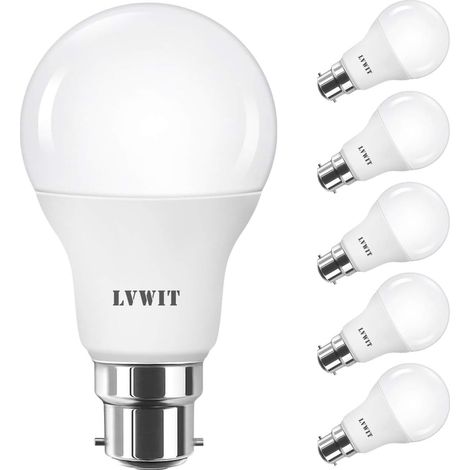 8W B22 Ampoule LED A60, Blanc Neutre 4000K, Remplace l'ampoule 60W, Ultra lumineux 806 Lm, Non réglable(lot de 6) (1/5)
