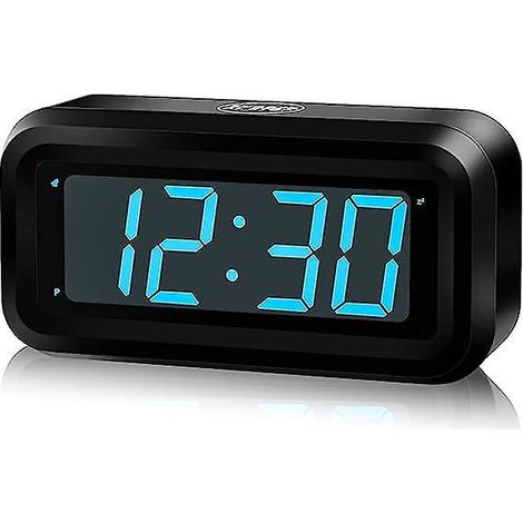 (bleu) Horloge Numrique, Mode Nuit Automatique, 3 Niveaux De Luminosit Led, Aliment Par Batterie, 12/24 Heures, Rveil Pour Enfants, Personnes Ges, (1/5)