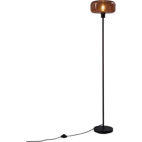 Retro Stehleuchte Schwarz mit Bronzeglas - Bizle