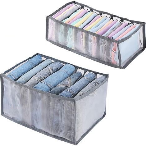 2-teilige Unterwäsche-Schubladen-Aufbewahrungsbox, zusammenklappbarer Schrank-Organizer für Strumpfhosen, hohe Socken-Trennwände, Schrank-Trennwände, zusammenklappbare Aufbewahrungsbox, für Hosen, Jea (1/5)