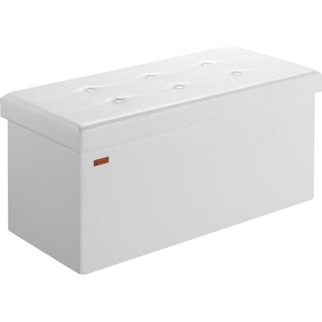 CASARIA® Foldable Ottoman Chest Bench with Padded Lid 100/131 Litres Capacity  L - White