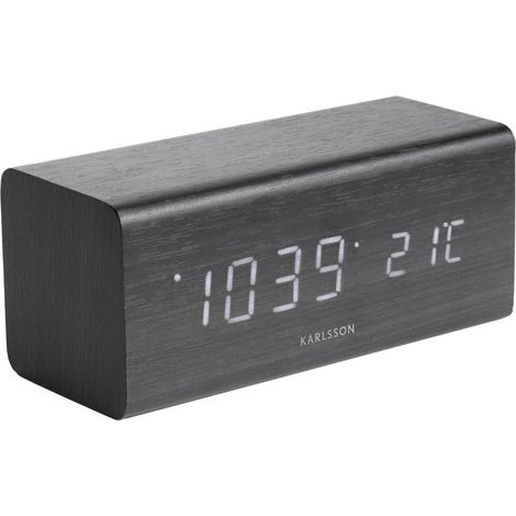 Réveil LED multifonction rectangulaire en bois sombre BLOCK (1/4)