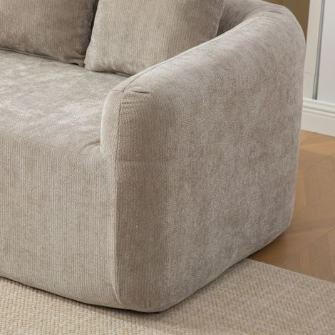 Un canapé modulaire compressé, revêtu de tissu chenille et garni d'une mousse haute résilience 30D. Facile à déplacer et doté d'une base antidérapante. Gris. (1/4)