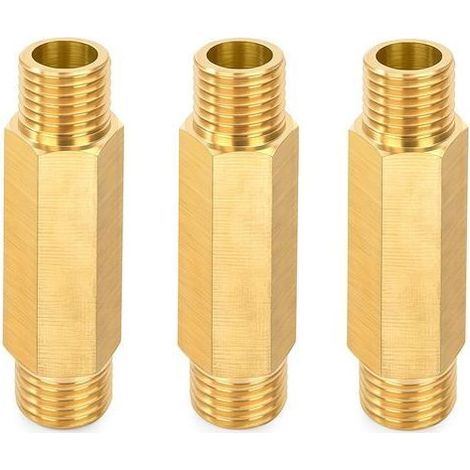 (3PCS) Rallonge de Robinet en Laiton, Mâle 1/4" x 60 mm, Raccord de Tuyau d\'extension Fileté, Tube Connecteur Fileté Adaptateur pour Chauffage Central, Air, Eau, Huile (1/4)