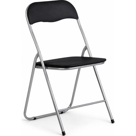 ORION91 Silla Plegable AQUILA Acolchada Piel Sintética y Estructura Metálica - Color Negro 44x46x79 cm - SpazioLuzio - Pack x4 (1/5)