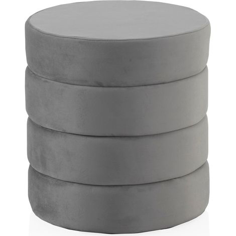 grauer Samt-Polsterpouf (1/2)