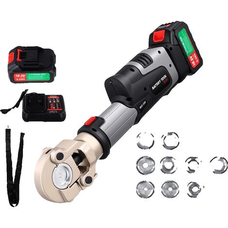 Outil de sertissage hydraulique, capacité de sertissage de 16-300mm², force hydraulique de 60KN, double batterie de 5000mAh, sertissage continu, certifié CE (1/5)