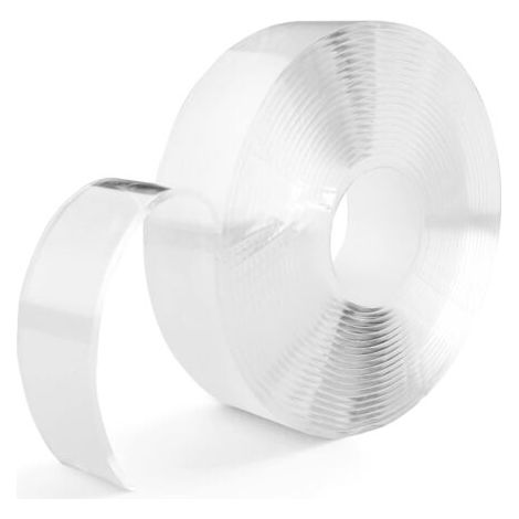 QORVA-Ruban adhésif double face nano 1 mm d'épaisseur 20 mm de large  1 m de long 1 pièce avec colle magique adhésive transparente pour coller des objets