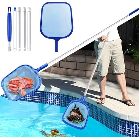 Surface Net for Swimming Pool, Pool Net, Pool Bottom Net, Pool Net with 50 Inches Adjustable Telescopic Cleaning Kit, Swimming Pool Cleaning Kit, for Cleaning Pools, Spa, Hot Spring (1/5)