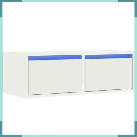 Meuble TV - 860229 - blanc - avec lumières LED - 75 x 35,5 x 25 cm (1/5)