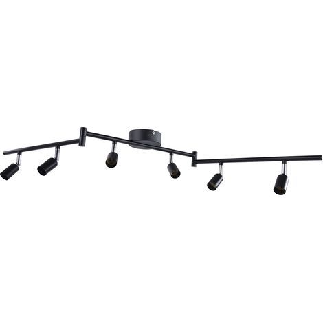 Plafonnier LED 6 Spots Orientables Blanc du Jour 6 X Ampoules GU10 Applique tête d'éclairage rotative flexible 85-265V Noir (1/5)