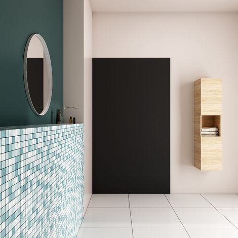 80x210 cm Pannello Doccia Realizzato in Alluminio Spessore 3mm con Profili Finitura Nero Opaco per Rivestimento Parete Bagno (1/5)