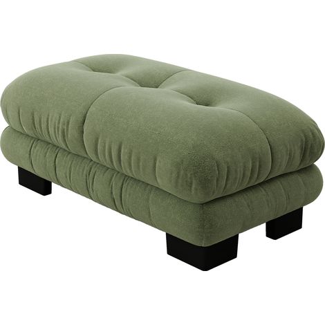 Ottoman Parisien Vert - Pouf Chesterfield élégant, tissu velours, assise rembourrée, 1 pièce, salon ou chambre, décoration moderne (1/5)