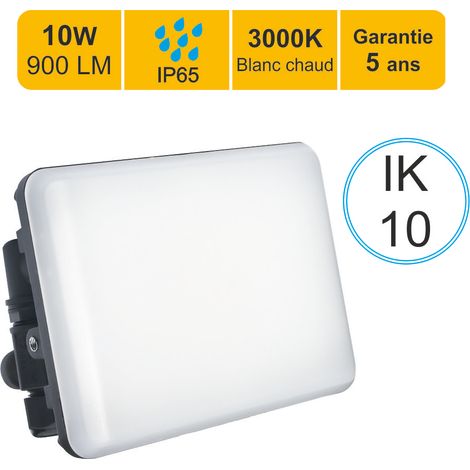 Projecteur LED 10W/IP65/IK10/900lm/3000K connexion direct - sans câble - garantie 5 ans