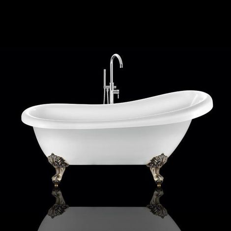 Vasca da bagno freestanding con piedini RICHMOND Bianca 155 cm Piedini di aquila Bronzo