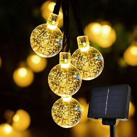 décoration de Noël Guirlande Lumineuse Solaire 6.5M, 30 LEDs Ampoules, 8 Modes Eclairage, Étanche IP65 avec Panneau solaire 2V 100mA, pour la décoration Extérieure/Intérieure, Sapin Noël, Soirée Fête (1/5)