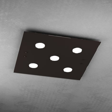 Plafoniera Moderna Quadrata Path Vetro Marrone 5 Luci Gx53 (1/3)
