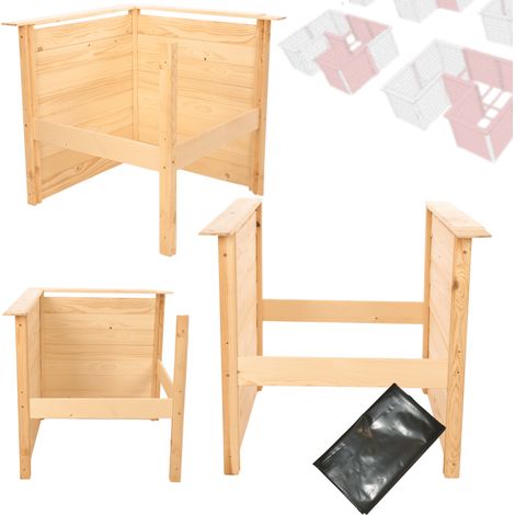 MODO24 ZOB Module additionnel bac potager, carré potager surélevé modulable hauteur 75 cm, bois FSC, 75x79x79 cm, naturel