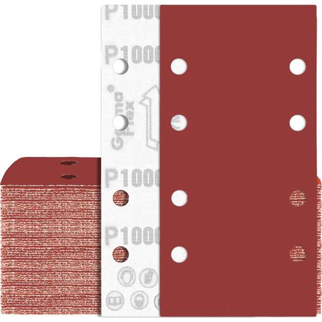 80 Feuilles Abrasif 93x185mm Grain 1000 Papier de Verre 8 Trous Rectangulaire pour Ponceuse (1/5)
