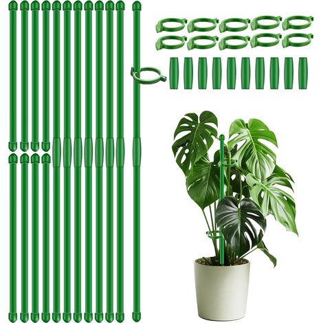 Pila de soportes para plantas con abrazaderas - estacas para orquídeas de jardín - juego de soportes extensibles para plantas - juego de soportes hortícolas - [30 cm] 40 estacas + 40 (1/2)