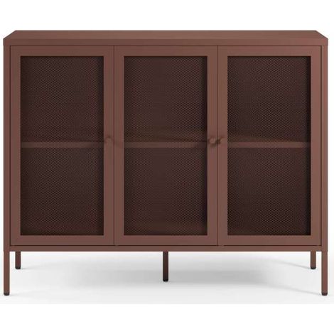 Mueble aparador 3 puertas modelo Felix acabado metal burdeos, 121cm(ancho) 90cm(alto) 40cm (largo)