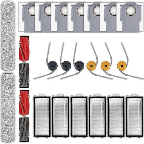 Pour Roborock Qrevo Curv 2 Flow pièce détachée Kit: Brosses – Filtres Mops – Bags (1/5)