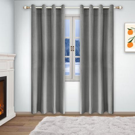Rideaux occultants, idéaux pour la chambre, à œillets, isolants thermiques et phoniques, pour le salon (lot de 2), dimensions : 132 x 160 cm (largeur x longueur).