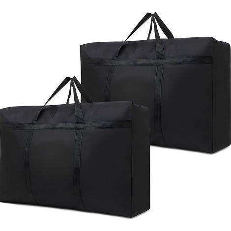 Pcs 100L Large Black Storage Bags, Foldable Christmas Tree Shape Moving Bags with Zippered Handles, Waterproof Storage Bags for Clothes, Duvets, Blankets (1/5)