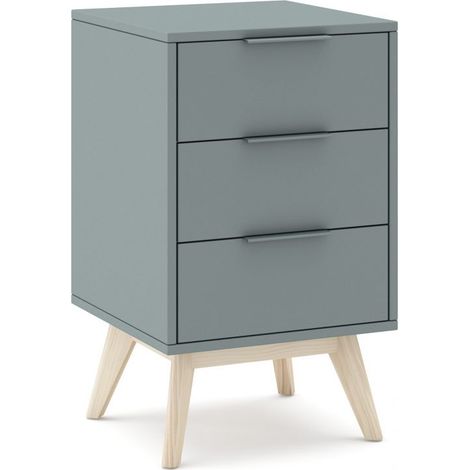 Mesita de noche Numa 3 cajones Verde Salvia - Oak Soft (ancho) x 65,5cm (alto)