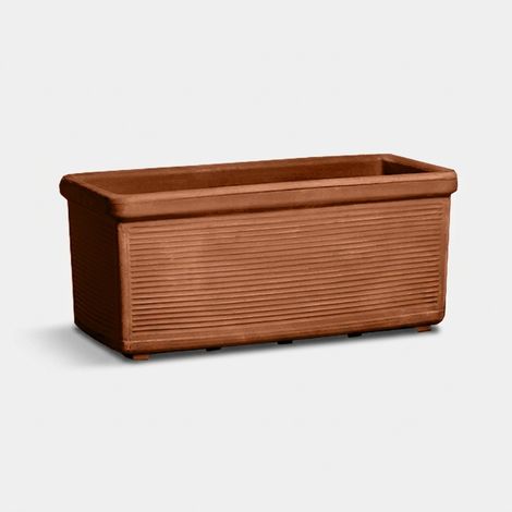 Vaso da esterno rettangolare in polietilene Millerighe - Rosso (1/3)