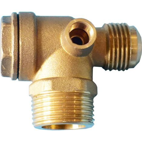 Clapet anti-retour, valve anti-retour de compresseur, filetage extérieur 3 voies, valve anti-retour en laiton 90 degrés, accessoire de rechange pour compresseur d'air 1/2" x 3/4" x 1/8". (1/5)