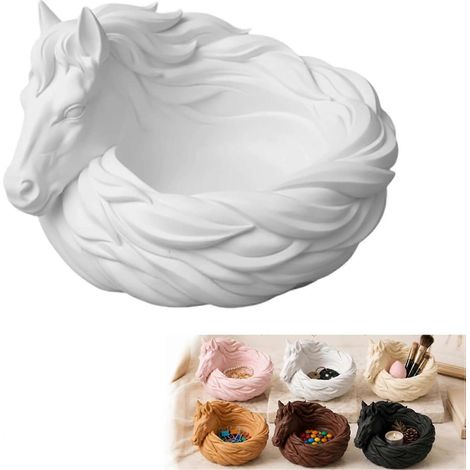 Vide-poches cheval, vide-poches décoratif 3D en forme de cheval, plateau de rangement multifonctionnel de 18 cm pour clés, bijoux et pièces de monnaie, organisateur d'entrée rustique de style ferme (1/5)