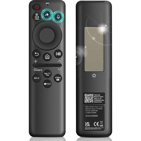 Telecomando solare di ricambio BN59-01480A per Smart TV Samsung (2019-2025), compatibile con i modelli Frame TV, QLED, Neo QLED, Crystal UHD e curvi 4K/8K (controllo vocale). (1/5)
