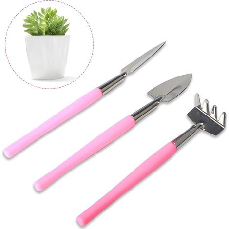 Garden Tools Set of 3 Stainless Steel Garden Tools Shovel Rake Mini Garden Hand Tools for Succulent Potted Plants Hand Gardening Tool for Gardeners (1/5)