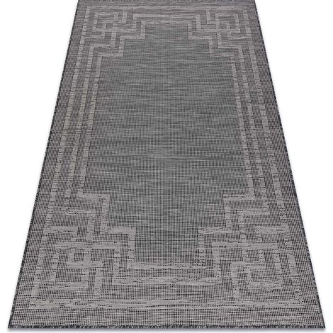 Teppich SISAL PATIO 3071 griechisch Rahmen flach gewebt - schwarz black 155x220 cm