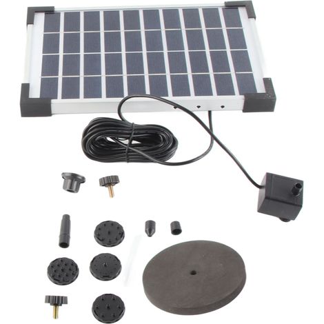 Fontaine solaire SF030 avec pompe à eau, 5 W, 175 x 275 mm, 6 buses, hauteur de jet maximale 75 cm. Convient pour les jardins, les bassins, les piscines, les aquariums et les bassins d'eau, en extérie (1/5)