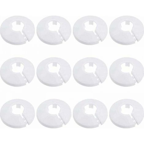 12 Pcs Cache Tuyau, Cache Tuyau Plomberie Collier Radiateur, Manchon Radiateur pour Tuyau Rosace Ronde Blanche Diamètre de 15 mm (Blanc) (1/5)