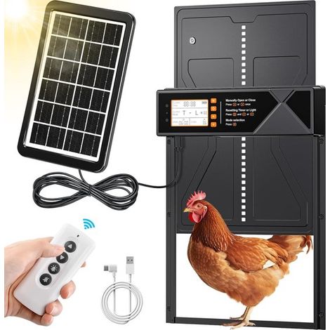 Porta basculante automatica - Ampia, alimentata a energia solare, con display a LED, sensore di luce, telecomando, timer e funzione anti-schiacciamento.