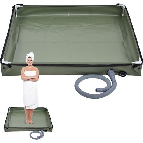 Base De Douche Pliable pour Camping,Bac De Douche Portable avec Tuyau De Drainage Accessoires De Camping (1/5)